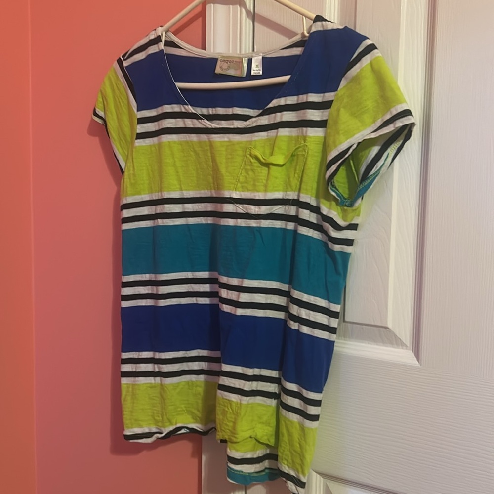 Onque Sport Women’s Multicolor Striped Short-Sleeve Top M